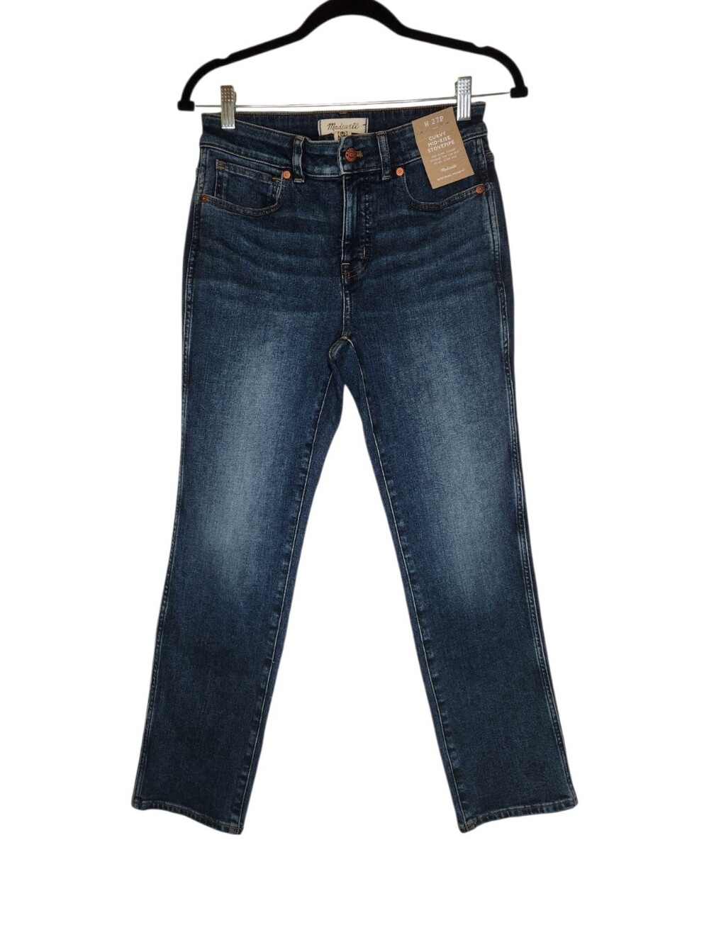 NEW Madewell Curvy Mid Rise Stovepipe Jeans Blue Size 27P